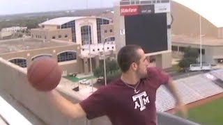 Worlds Longest Basketball Shot  3rd DECK VIEW  Dude Perfect [upl. by Elleuqar]