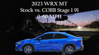 2023 Subaru WRX 060 MPH Launch  Stock vs COBB Stage 1 91 Tuning [upl. by Buderus]