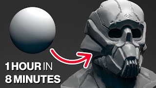 Hard Surface Blender Sculpting a Mech Helmet  Timelapse [upl. by Aura]