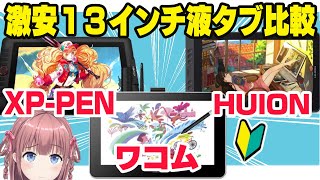 【２万円台から】ペンタブ3大メーカーを試したプロ絵師がおすすめ13インチ液タブを比較【ワコムXPPen HUION】 [upl. by Dobrinsky]