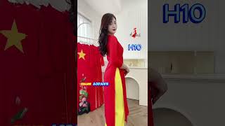 H10 Cách tân sao vàng cổ tròn tay lỡ Áo dài may sẵn chất lượng cao aodaivn aodai cachtansaovang [upl. by Teyugn]