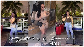 FASHION NOVA X PRETTY LITTLE THING HAUL  CURVY BODY  CAYLA GAMBRELLE [upl. by Ardnahsal]