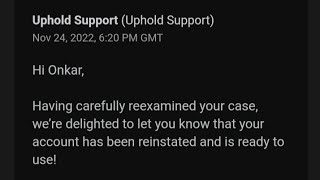 MUST WATCH UPHOLD USERS ALERT  We cant continue to offer you an account  SOLVED [upl. by Tull598]