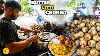 Prayagraj Biggest Making of Bihari Style Butter Litti Chokha Rs 25 Only l Prayagraj Street Food [upl. by Odnalor521]