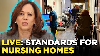 Watch live Harris unveils nursing home care standards [upl. by Ennahtur]