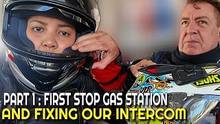 PART 1 FIRST STOP GAS STATION AND FIXING OUR WIRELESS MOTORCYCLE INTERCOM  CORRYONG [upl. by Anuahsar]