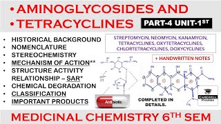 Aminoglycosides amp Tetracyclines complete  Part 4 Unit 1  Medicinal Chemistry 6th Semester [upl. by Amedeo]