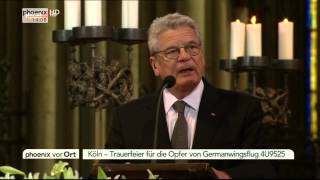 GermanwingsAbsturz Trauerreden von Hannelore Kraft und Joachim Gauck am 17042015 [upl. by Nylauqcaj]