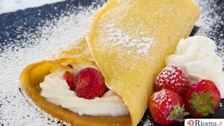 Crepes con panna e fragole  Ricettait [upl. by Kuo]