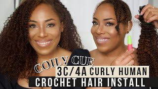 COILY CUE 3C4A CURLY HUMAN HAIR CROCHET INSTALL LIA LAVON [upl. by Block]