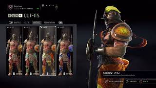 NEW GLADIATOR  EVERY BATTLE ELITE MYTHIC REPUTATION OUTFIT  DLC For Honor [upl. by Joe]