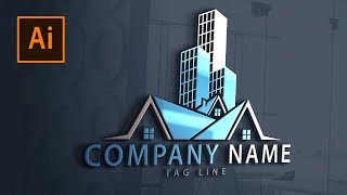 Illustrator Logo Design Tutorial  Real Estate And Construction Logo [upl. by Rapp]