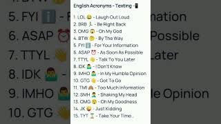 English acronym  Texting  Use the acronyms in conversation english tranding shorts [upl. by Eislek255]