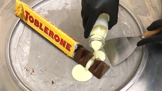 TOBLERONE Ice Cream Rolls  how to make swiss milk chocolate with honey amp almond nougat to ice cream [upl. by Aivatahs]