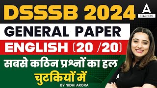 DSSSB Vacancy 2024  DSSSB English Classes 2024 By Nidhi Arora  Questions Practice 1 [upl. by Lednyc444]