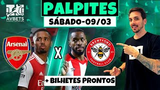 PALPITES E APOSTAS DE FUTEBOL PARA HOJE 09 03 2024  BILHETE PRONTO SÁBADO [upl. by Jourdain7]