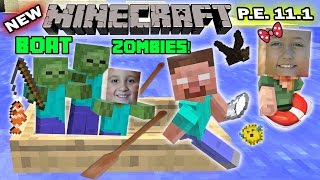 FGTEEV Kids play MINECRAFT PE FISHING w BOAT ZOMBIES New Skins  More 111 Update [upl. by Sharai772]