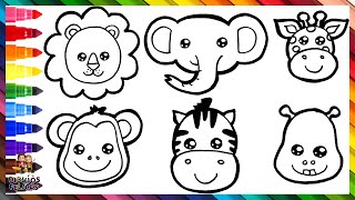 Dibuja y Colorea Animales Salvajes 🦁🐵🦓🐘🦒🦛🌈 Dibujos Para Niños [upl. by Wilburt172]