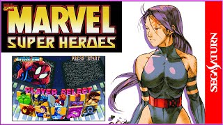 Marvel Super Heroes  Sega Saturn Gameplay  Psylocke  Arcade Mode [upl. by Atnohs]