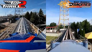 Top Thrill Dragster vs Top Thrill 2  Side by Side Launch Comparison [upl. by Hedvig]