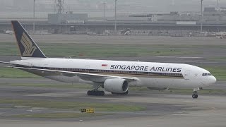 Singapore Airlines Boeing 777200ER 9VSRO Landing and Takeoff HNDRJTT [upl. by Iralav941]