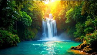 Sunlit Waterfall with Rainbow Mist A Calm Nature Retreat  Yapah Relaxing [upl. by Aicnarf795]