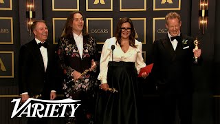 Encanto Best Animated Feature Winner Full Backstage Oscars Speech [upl. by Arhez]