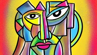 cubism Learn CUBISM art easy step by step tutorial  Cubism art portrait drawing in Procreate app [upl. by Jacynth]