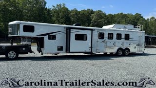 Like New 2020 Bison 4 Horse Trailer Tour  14 LQ Slide One Owner Dinette Couch FULL REAR TACK [upl. by Winshell126]