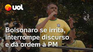 Bolsonaro se irrita e dá ordens à PM em discurso na Paulista Tirem o cabo da bateria desse carro [upl. by Milty100]