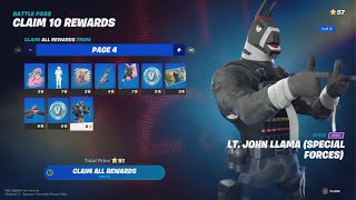 How to Unlock LTJOHN LLAMA Special Forces in Fortnite  Battle Pass Rewards Page 4 [upl. by Anohs]