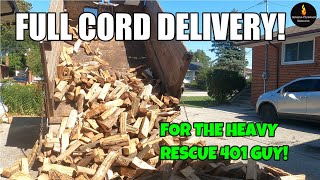 FULL CORD DELIVERY TO HEAVY RESCUE 401 GUY FIREWOOD [upl. by Adair]