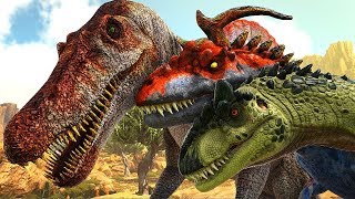 NOVO Divine Allosaurus Expulsando Espinossauros do Lago no Deserto Ark Survival Evolved [upl. by Llerrat]