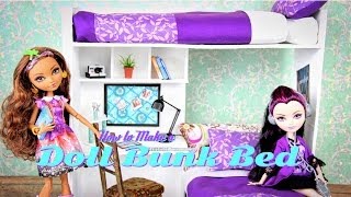 How to Make a Doll Bunk Bed  plus Desk  Doll Crafts [upl. by Angelika]