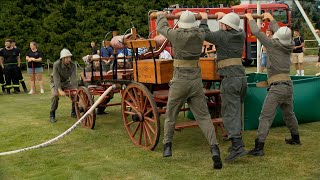 Strażackie stroje i sprzęt z poprzedniej epoki Zawody konnych sikawek w Łanach [upl. by Hinkle389]