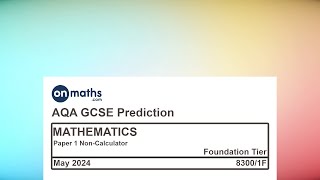 May 2024 Predicted Maths GCSE Paper 1 NonCalculator AQA Higher Non Calculator Exam 83001H [upl. by Taimi]