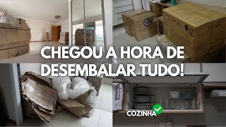 NOSSA MUDANÇA CHEGOU E ESVAZIAMOS TODAS AS CAIXAS DA COZINHA  vlogão de novidades do apartamento [upl. by Rillings]