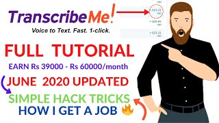 How To Pass TranscribeMe Exam  Transcribeme June 2021 Updated  Proof [upl. by Yenwat]