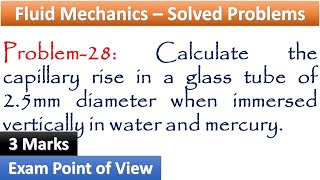 Calculate the capillary rise in water and mercury fluidmechanics  capillarity  ooruvathuarivu​ [upl. by Assil389]