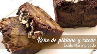 Keke de plátano y cacao Estilo marmoleado  Fat amp Fit [upl. by Lerud]