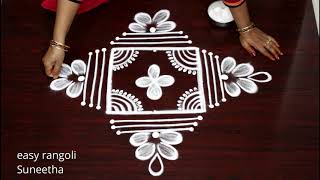 Creative 3x3 dots muggulu rangoli by Suneetha  Latest Lotus rangoli amp kolam designs [upl. by Dombrowski]