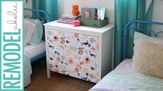 DIY  15 Minute Ikea Dresser Hack  How to Makeover your Dresser using Wallpaper [upl. by Herra244]