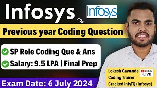 Infosys Specialist Programmer Previous Year Coding Question amp Solution  Final Preparation [upl. by Rossie]