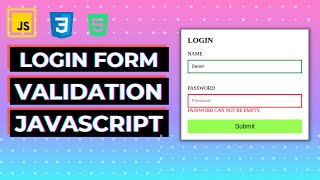 LOGIN FORM VALIDATION IN JAVASCRIPT HTML CSS  CLIENT SIDE FORM VALIDATION [upl. by Oicinoid900]