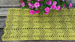 Crochet Chevron Table Runner  Scarf Easy Pattern [upl. by Nnaycnan]