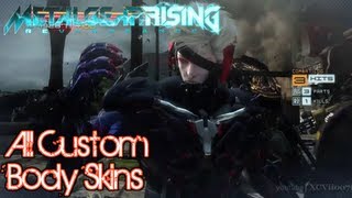 Metal Gear Rising Revengeance  All Custom Body Skins MGS4 Raiden Gray Fox Suit White [upl. by Adamok]