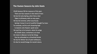 The Human Seasons by John Keats [upl. by Oettam]