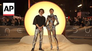 Zendaya Timothée Chalamet shine at Dune Part Two London premiere [upl. by Meakem]