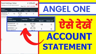 How to Check Demat Holding Statement in Angel One  Angel One में Statement कैसे निकले [upl. by Nikoletta]