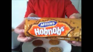 McVities Hobnobs Classic Dark Chocolate Milk Chocolate and Choc Chip Biscuit Review [upl. by Rogerson54]